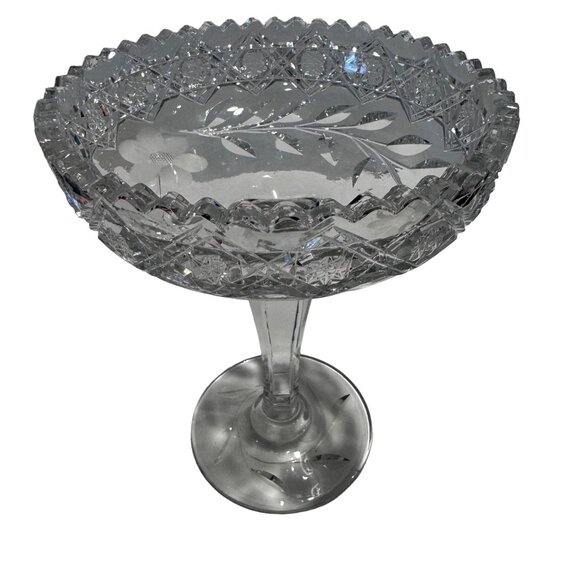 American Brilliant Period Cut Glass Compote Clear - Picture 9 of 10